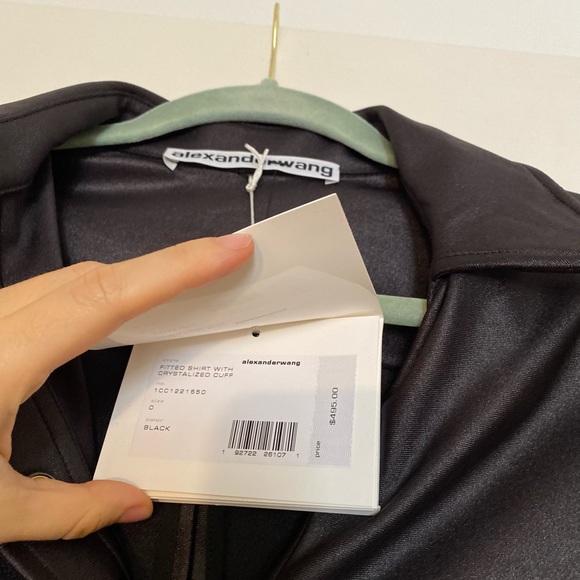 NWT Alexander Wang crystal-embellished split-cuff shirt 0 $495 - Picture 5 of 9